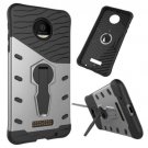 For Moto Z Force Silver Spin Tough Armor TPU + PC Rotating Case with Holder