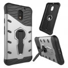 For Moto E  3 Gen Silver Spin Tough Armor TPU + PC Rotating Case with Holder