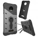 For Moto Z Droid Black Spin Tough Armor TPU + PC Rotating Case with Holder