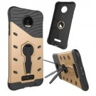 For Moto Z Droid Gold Spin Tough Armor TPU + PC Rotating Case with Holder