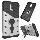 For Moto G4/G4+ Silver Spin Tough Armor TPU + PC Rotating Case with Holder