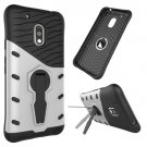For Moto G4 Play Silver Spin Tough Armor TPU + PC Rotating Case with Holder