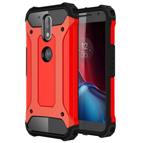 For Moto G/G Plus (4rd gen) Red Tough Armor TPU + PC Combination Case