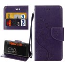 For Xperia XZ Purple Butterfly Leather Case with Holder, Card Slots & Wallet