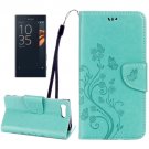 For Xperia X Green Butterfly Leather Case with Holder, Card Slots & Wallet