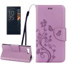 For Xperia X Purple Butterfly Leather Case with Holder, Card Slots & Wallet