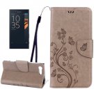 For Xperia X Brown Butterfly Leather Case with Holder, Card Slots & Wallet