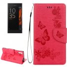 For Xperia XZ Power Red Butterfly Leather Case with Holder, Slots & Wallet