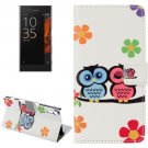 For Xperia XZ Owls Pattern Leather Case with Holder, Card Slots & Wallet
