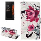 For Xperia XZ Lotus Pattern Leather Case with Holder, Card Slots & Wallet
