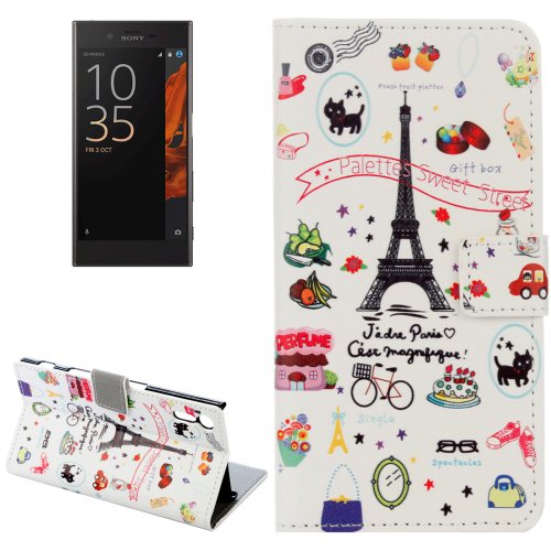 For Xperia XZ Eiffel Pattern Leather Case with Holder, Card Slots & Wallet