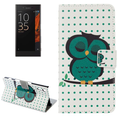 For Xperia XZ Dot Owl Pattern Leather Case with Holder, Card Slots & Wallet