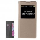 For Sony Xperia XA Litchi Texture Gold PU Leather Case with Call Display ID