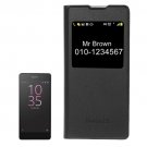 For Sony Xperia E5 Litchi Texture Black PU Leather Case with Call Display ID