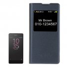 For Sony Xperia E5 Litchi Texture Dark Blue PU Leather Case with Call Display ID