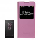 For Sony Xperia E5 Litchi Texture Pink PU Leather Case with Call Display ID