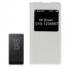 For Sony Xperia E5 Litchi Texture White PU Leather Case with Call Display ID