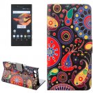 For Xperia X Compact Abstract Flowers Leather Case with Holder, Card Slots & Wallet