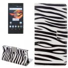 For Xperia X Compact Zebra Leather Case with Holder, Card Slots & Wallet