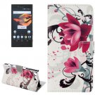 For Xperia X Compact Lotus Leather Case with Holder, Card Slots & Wallet