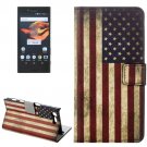 For Xperia X Compact US Flag Leather Case with Holder, Card Slots & Wallet