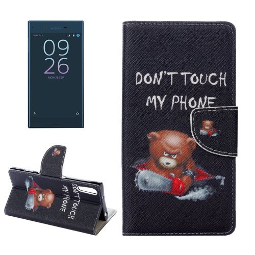 For Xperia XZ Bear Leather Case with Holder, Card Slots & Wallet