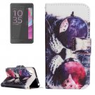 For Xperia XA Glasses Cat Pattern Leather Case with Holder & Card Slots