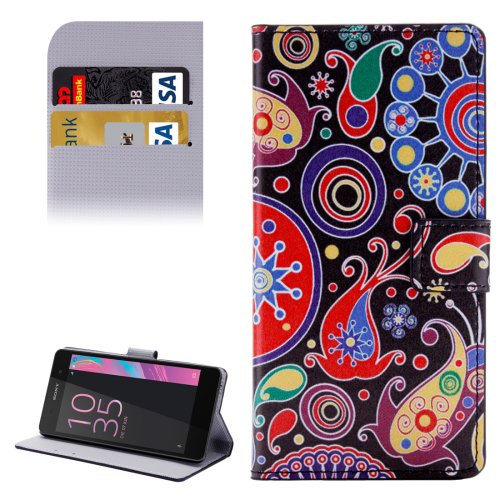 For Xperia E5 Acaleph Pattern Leather Case with Holder, Card Slots & Wallet