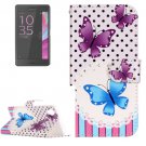For Xperia X Performance Butterfly Pattern Leather Case with Holder, Card Slots