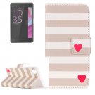 For Xperia X Performance Red Heart Pattern Leather Case with Holder, Card Slots