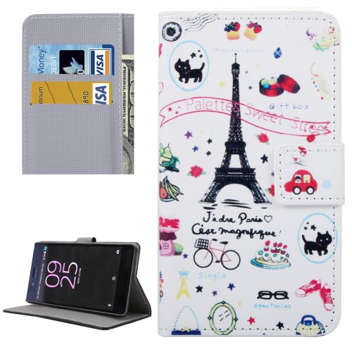 For Xperia X Performance Tower Pattern Leather Case with Holder, Card Slots