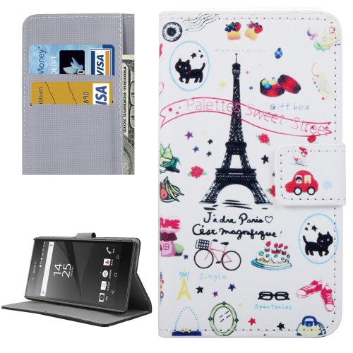 For Xperia X Tower Pattern Leather Case with Holder, Card Slots & Wallet