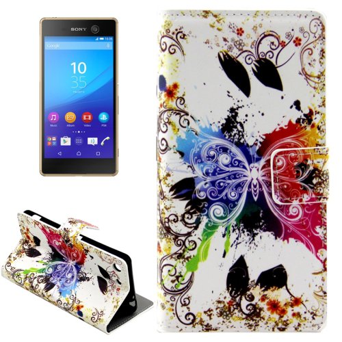 For Xperia M5 Crystal Pattern Leather Case with Holder, Card Slots & Wallet