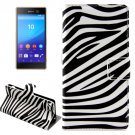 For Xperia M5 Zebra Pattern Leather Case with Holder, Card Slots & Wallet