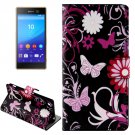 For Xperia M5 Butterflies Pattern Leather Case with Holder, Card Slots & Wallet
