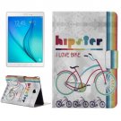 For Tab A 8.0 T350 Bike Pattern Horizontal Flip Leather Case with Holder