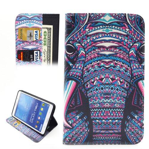 For Tab 4 7.0 Ethnic Elephant Flip Leather Case with Holder, Wallet & Card Slots