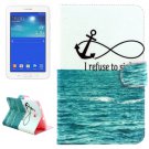 For Tab 3 Lite 7.0 Anchor Pattern Leather Case with Holder, Card Slots & Wallet