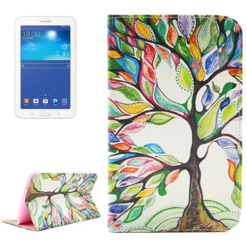 For Tab 3 Lite 7.0 Tree 2 Sided Leather Case with Holder, Card Slots & Wallet