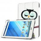 For Iconia One 8 Owl Flip Leather Case with Three-folding Holder