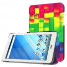 For Iconia One 8 Grid Flip Leather Case with Three-folding Holder