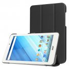 For Iconia One 8 Black Custer Flip Leather Case with Three-folding Holder