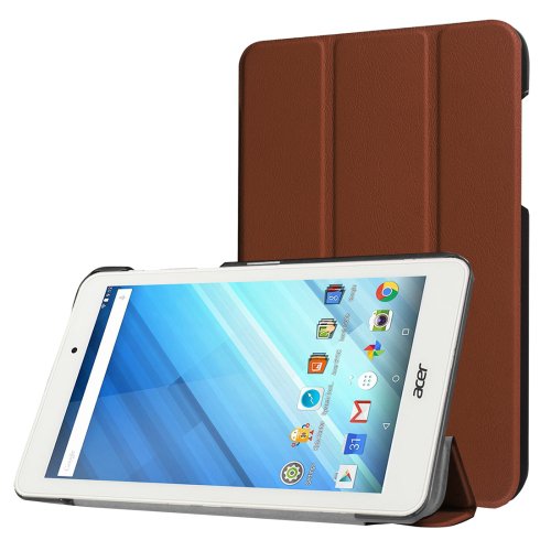 For Iconia One 8 Coffee Custer Flip Leather Case with Three-folding Holder