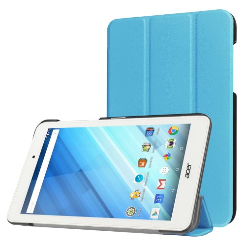 For Iconia One 8 Blue Custer Flip Leather Case with Three-folding Holder