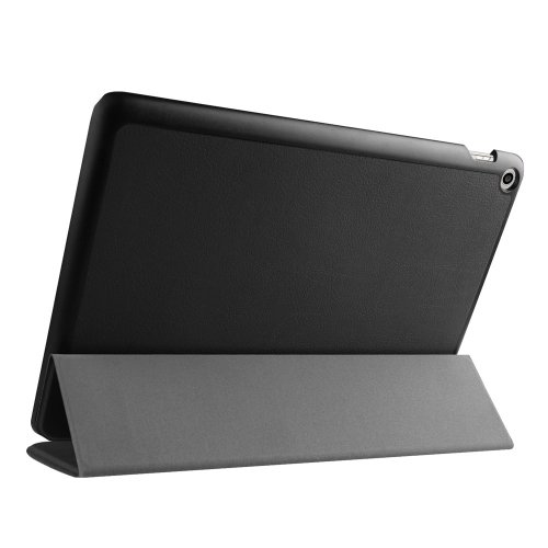 For Zenpad 10 Black Custer Texture Flip Leather Case with 3-folding Holder