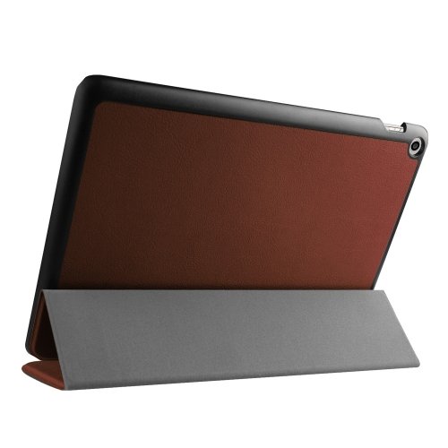 For Zenpad 10 Brown Custer Texture Flip Leather Case with 3-folding Holder