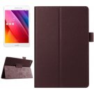For ZenPad S 8.0 Brown Litchi Smart Cover Flip Leather Case with Holder