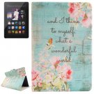 For Kindle Fire HDX Flowers Patterns Flip Leather Case with Holder & Card Slots