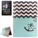 For Kindle Fire HDX Anchor Pattern Flip Leather Case with Holder & Card Slots