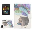 For Kindle Fire HDX 7 Bird House Pattern Leather Case with Holder & Card Slots